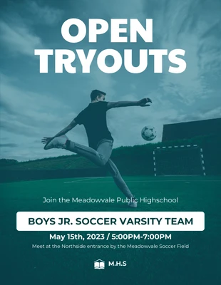 Free  Template: School Soccer Tryouts Flyer Template