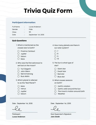 business  Template: Quiz Form Template