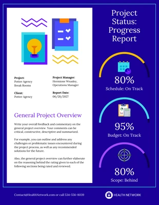 Free  Template: Vibrant Project Status Progress Report Template