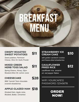 Free  Template: Modern Breakfast Menu Flyer Template