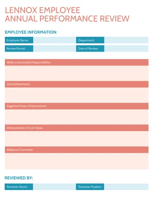 Free  Template: Sample Employee Annual Performance Review Report Template