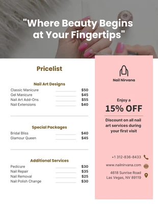 business  Template: Pink Minimalist Nail Salon Price List Template