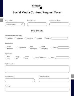 Free interactive Template: Content Request Form Template