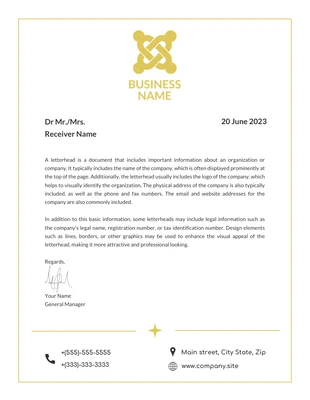 Free  Template: White Simple Business Letterhead Template