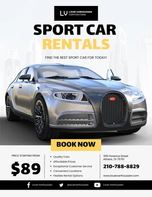 Free  Template: Black and Yellow Sport Rent Car Poster