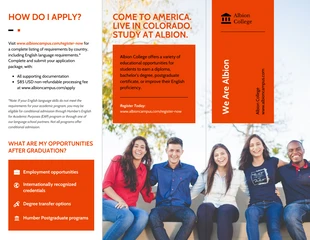 Free  Template: Orange College Pamphlet Tri Fold Brochure Template