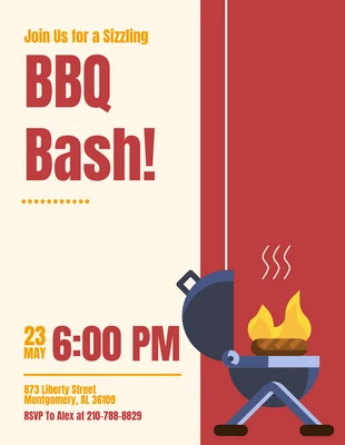 Free  Template: Red And Light Yellow Simple Illustration Join BBQ Invitation