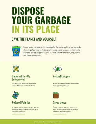 Free  Template: Yellow Green Benefits of Disposing of Garbage Poster