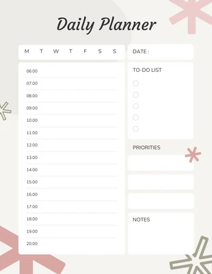 Free  Template: Flower Minimalist Daily Planner Template