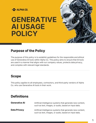 business interactive Template: Generative AI Usage Policy Template