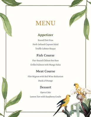 premium  Template: Beige Modern Illustration Wedding Menu