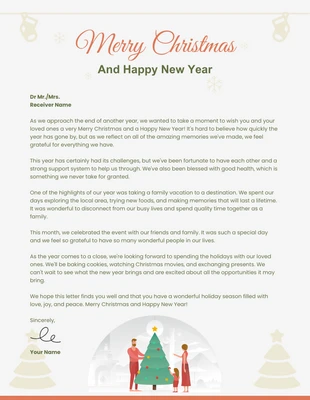 Free  Template: Light Grey Modern Illustration Merry Christmas Letterhead Template