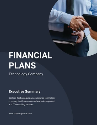 Free  Template: Dark Blue Financial Plan Template