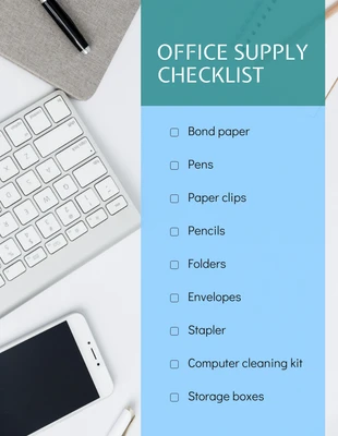 business  Template: Blue Office Supplies Shopping List Checklist Template