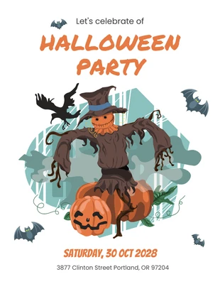 Free  Template: White Minimalist Halloween Party Invitation