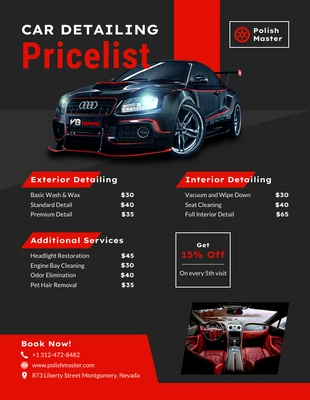 business  Template: Black Red Car Detailing Price List Template