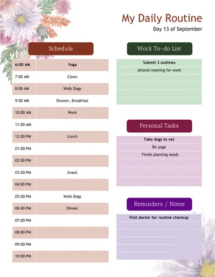 Free  Template: Daily Routine Template