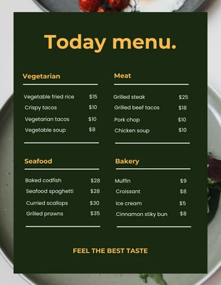 Free  Template: Menu Flyer Template