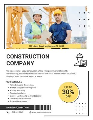 Free  Template: Construction Company Advertisement Flyer Template