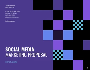 Free  Template: Purple Checkered Social Media Marketing Proposal Template