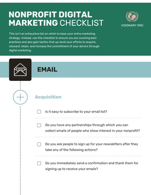 Free interactive Template: Nonprofit Digital Marketing Checklist Template