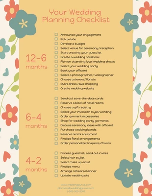 premium  Template: Floral Wedding Checklist Infographic Template