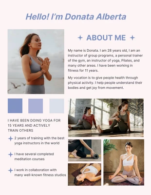 Free  Template: Light Pink And Blue Minimalist All About Me Poster