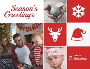 premium  Template: Red Family Photo Christmas Card