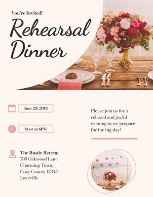 Free  Template: Light Pink Minimalis Rehearsal Dinner Invitation