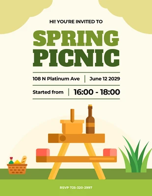 Free  Template: Cream And Green Picnic Invitation