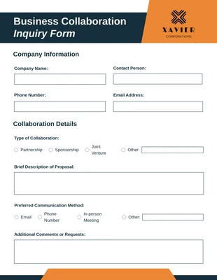 premium interactive Template: White Orange Business Form