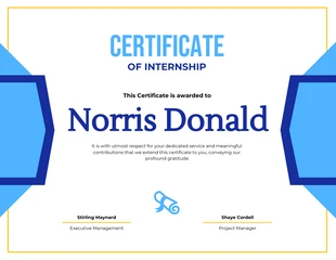 Free  Template: White Blue Certificate of internship Template