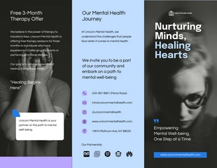 Free  Template: Soft Blue Mental Health Tri-fold brochure Template