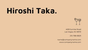 Minimalist Tan and Black Bartender Business Card - Page 2