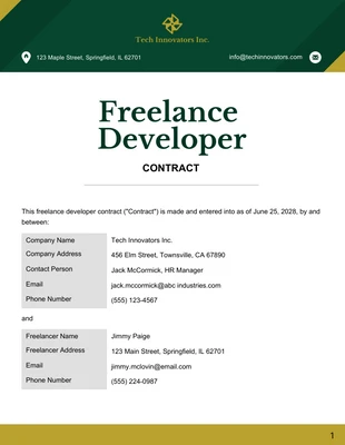 business  Template: Freelance Developer Contract Template