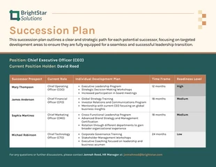 Free  Template: CEO Succession Planning Template