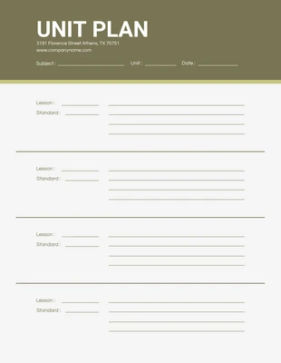 Free  Template: Simple Green Unit Plan Format Template