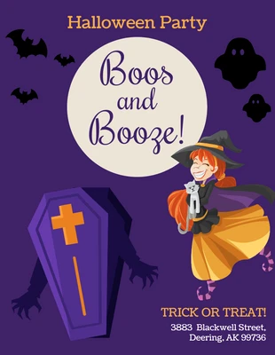 Free  Template: Purple Halloween Party Poster