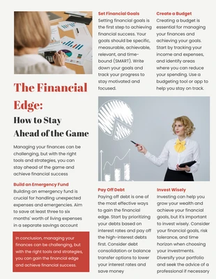 Free  Template: Red The Financial Edge Newsletter Template