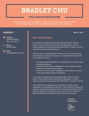 premium  Template: Dark Full Stack Developer Cover Letter Template