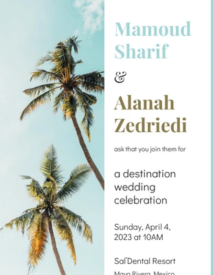 premium  Template: Simple Tropical Wedding Invitation