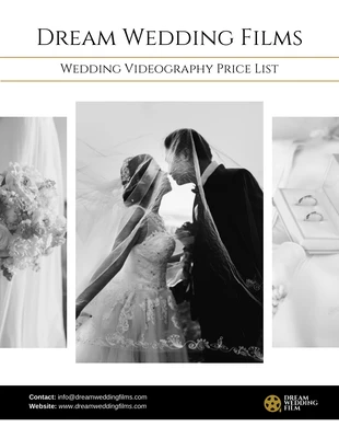 Free  Template: Wedding Videography Price List Template