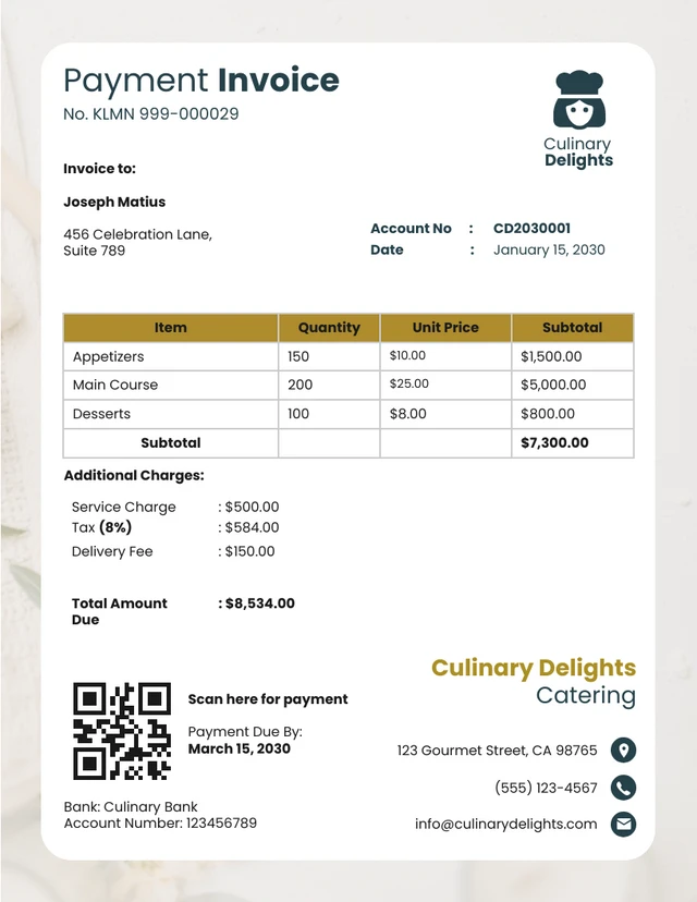 Wedding Catering Invoice Template