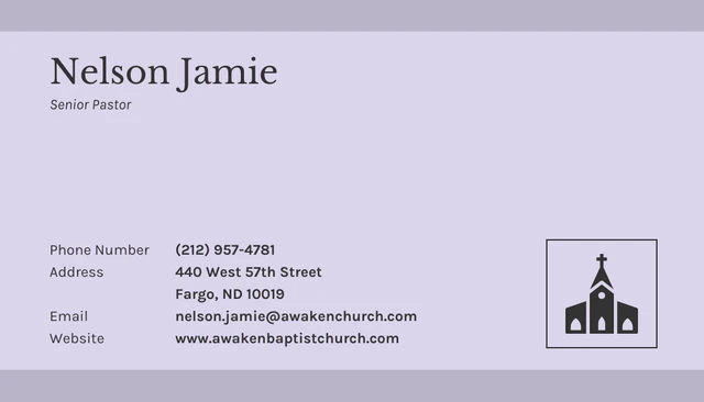 Purple Business Card Church - Page 1