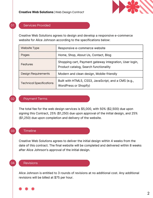 Web Design Contract Template - Page 2