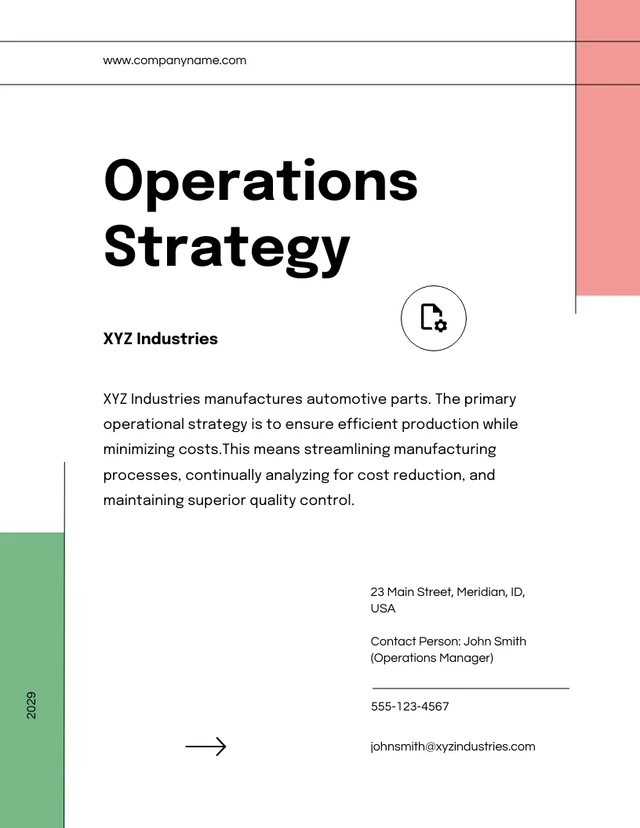 White Clean Lines Minimalist Operational Plan - Page 1