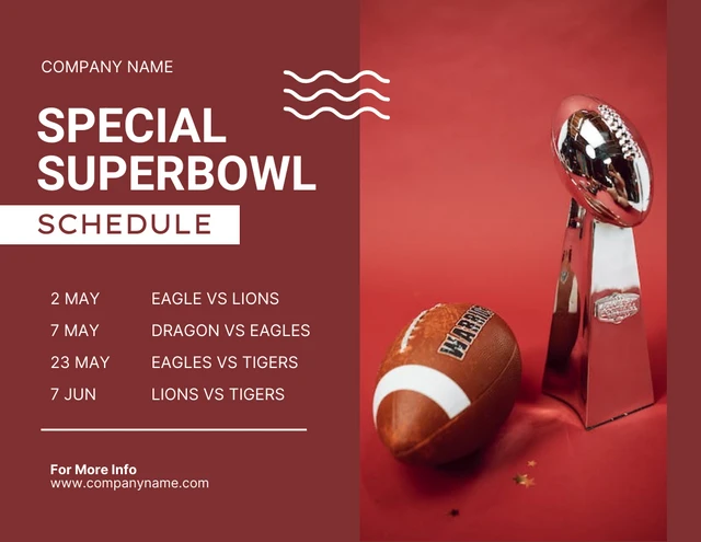 Red Minimalist Superbowl Schedule Template