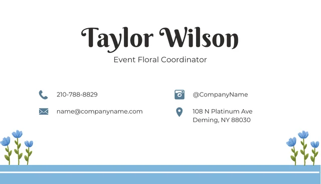 Blue Simple Floral Business Card - Page 2