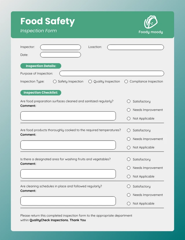 Green Inspection Forms Template