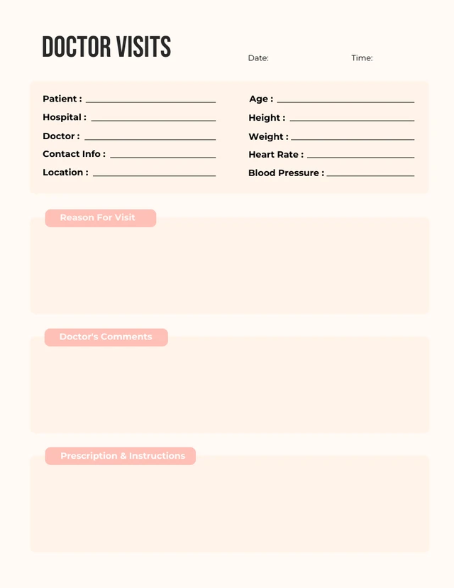 Pastel Cream Doctor Visits Schedule Template